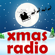 Christmas Radio icon, Santa's reindeer in front of the moon